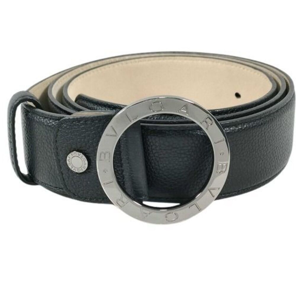 BVLGARI Bulgari Belt Man 281920 Black Grain Calf Leather Men's